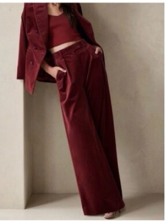 Banana Republic Pants - Wide-Leg Velvet Pants in Burgundy